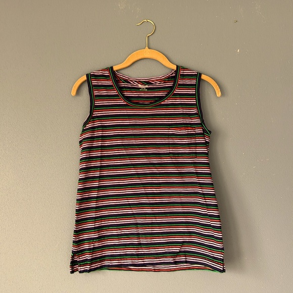 Madewell Multi Retro Stripe One Pocket Cotton Tank Top - extra small - Picture 2 of 5